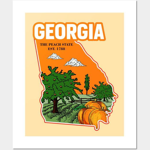 Georgia and peach Wall Art by My Happy-Design